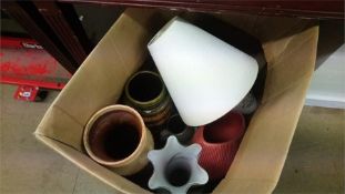 Large box of West German vases, Aynsley lamp etc.
