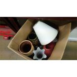 Large box of West German vases, Aynsley lamp etc.