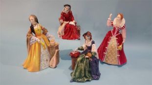 Four Royal Doulton figures 'Catherine of Aragon', 'Catherine Parr', 'Jane Seymour' and 'Queen