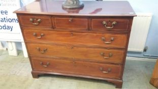 A 19th century mahogany chest of drawers with three short and three long drawers, 122cm wide
