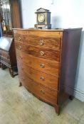 A 19th century mahogany bow front chest of drawers with two short and four long drawers, 112cm wide