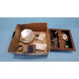 Box of assorted costume jewellery etc.