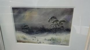 Claude Stuart, watercolour, signed, 'Snowy landscape'