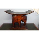 Carved hardwood elephant seat