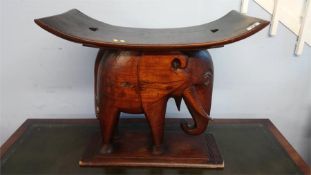 Carved hardwood elephant seat