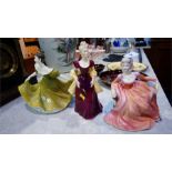Two Royal Doulton figures and a Coalport figure (3)