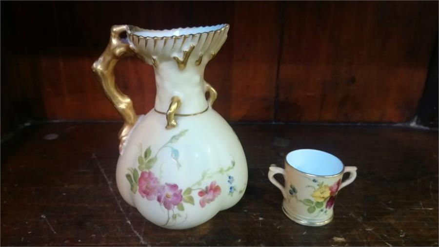 Royal Worcester vase and mini Loving cup - Image 2 of 2