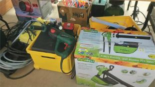 Large quantity of tools, including a leaf blower etc.