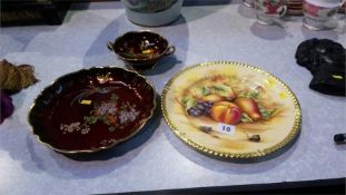 Two pieces of Carlton ware and an Aynsley plate