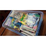 Assorted Comics and stamp albums, in one box