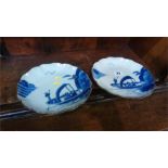 Pair of Oriental blue and white plates
