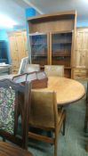 Teak table, chairs and narrow glazed unit