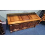 An oak Gothic style coffer