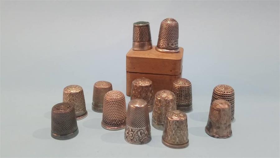 Collection of silver thimbles