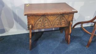 A Bevan and Funnell oak stool, with rising top