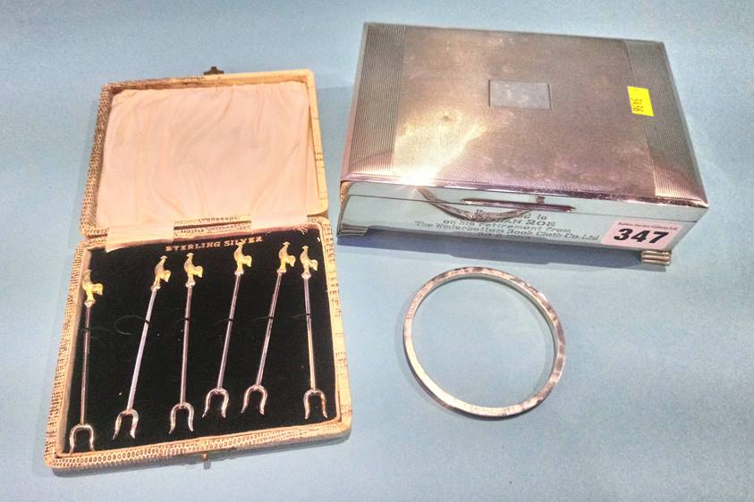 Silver cigarette case, set of six cased 'Sterling' forks etc. - Image 2 of 4