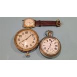 Gents Oris wristwatch, record BR (M) pocket watch and one other (3)