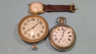 Gents Oris wristwatch, record BR (M) pocket watch and one other (3)