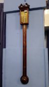 A reproduction mahogany stick barometer, signed Thos Wright