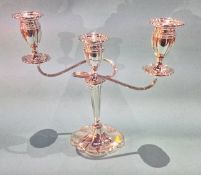 Silver three branch candelabra, Lawrence and Co. Birmingham, 1957?