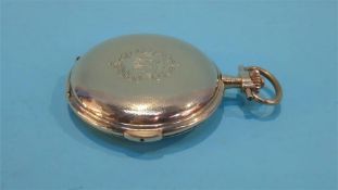 A large full Hunter quarter repeating pocket watch, with inner gold case