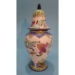 A Wardle pottery vase and cover 'Vald' pattern, the lid surmounted with a Pagoda and decorated