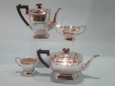 A silver four piece tea set, E.H. Parkin and Co. Sheffield, 1973 (?) Approx. 48oz