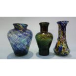 Three Hartley Wood glass vases