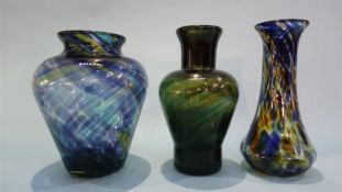 Three Hartley Wood glass vases