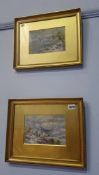 Pair watercolours, Charles Rowbotham, signed, 'Alpine Scenes', 12.5cm x 19cm