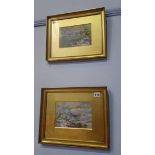 Pair watercolours, Charles Rowbotham, signed, 'Alpine Scenes', 12.5cm x 19cm