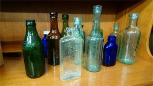 A collection of various bottles