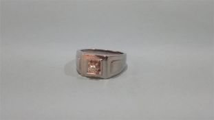 An 18ct white gold signet ring, approx. .35ct