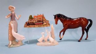 Two Nao figures, Beswick horse etc.