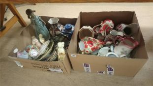 Two boxes of assorted china including Masons