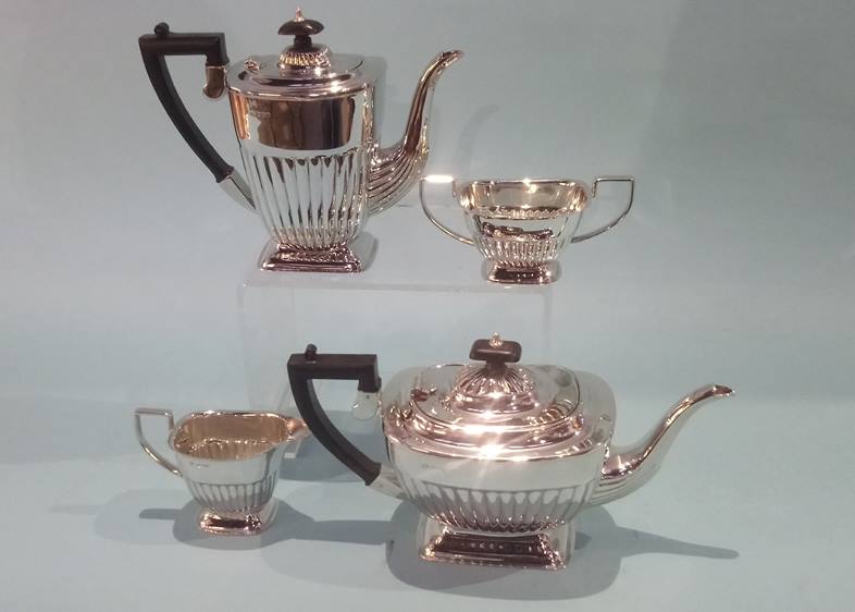 A silver four piece tea set, E.H. Parkin and Co. Sheffield, 1973 (?) Approx. 48oz - Image 2 of 2