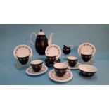 A Foley 'Domino' pattern six setting tea service by Hazel Thumpston