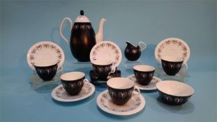 A Foley 'Domino' pattern six setting tea service by Hazel Thumpston