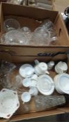 Two trays of glass and china