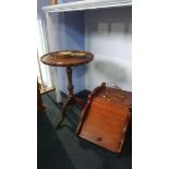 A coal scuttle and a mahogany occasional table