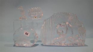A collection of Scandinavian glass paperweights etc.