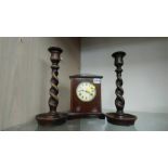 Mantle clock and a pair of candlesticks