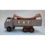 A Lines Brothers tinplate RAF lorry, a tinplate 'Dump' truck, an 'Arrow Special Delivery' truck