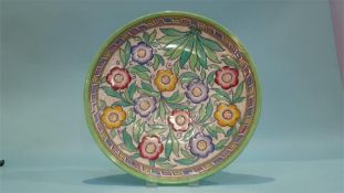 A Charlotte Rhead for Crown Ducal 'Caliph' pattern wall charger, printed marks and number 5411. 44cm