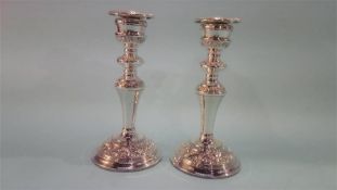Pair of filled silver candlesticks, Broadway and Co. Birmingham, 1976