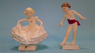 A Royal Worcester figure 'Masquerade Boy' number 3359 and 'Masquerade Girl' number 3360 (2)