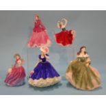 Five various Coalport and Doulton Ladies