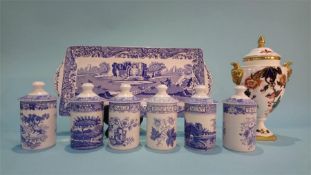 A Coalport Hong Kong vase and cover and a quantity of blue and white Spode