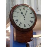 A 19th century mahogany cased drop dial fussee wall clock, with circular dial