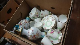 A Staffordshire tea set and assorted Cloisonné
